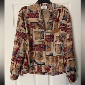 Cervelle Silk 80s/90s  Windbreaker Track Jacket, Women’s Medium,Abstract pattern
